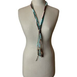 Fashion Jewelry Green Beading Gold Metal Mix Long Necklace NWT